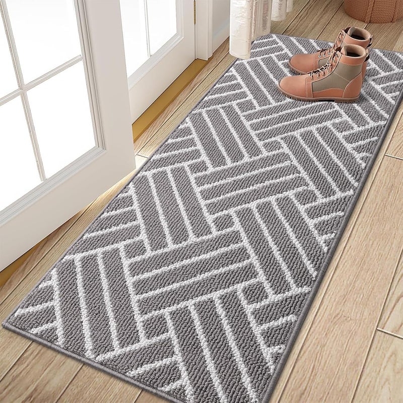 OLANLY Runner Indoor Door Mat, 47x20 Inch, Dirt Resistant and Absorbent, Non-Slip Rubber Backing Floor Mats, Easy Clean Low-Profile Doormat for Entryway, Front Door, and Inside Entrance, Grey - Image 1